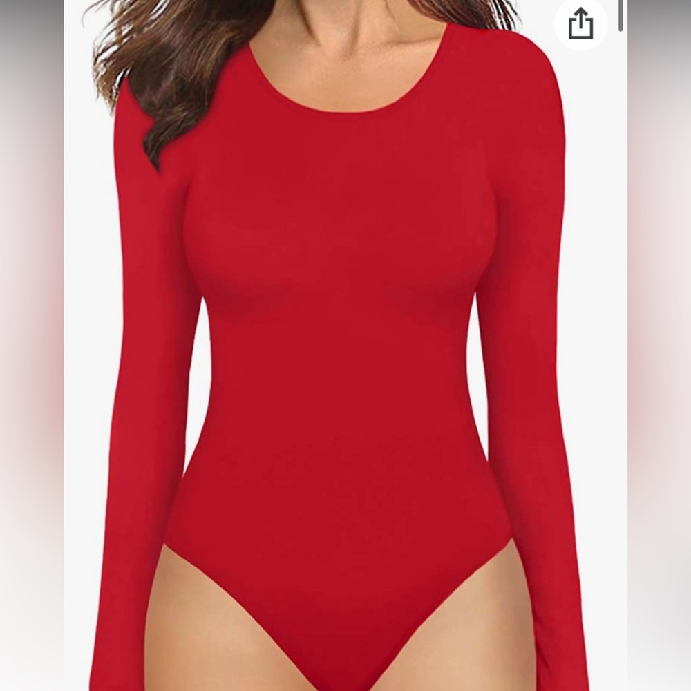 Mangopop red long sleeve bodysuit
